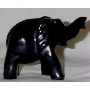  Black Marble Elephant Sculpture, Carved Animal Gift Statue 