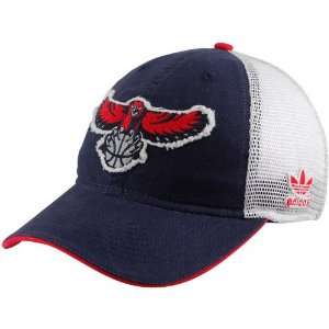 adidas Atlanta Hawks Navy Blue White Mesh Back Slouch Adjustable Hat 