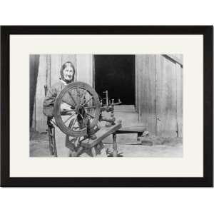   Matted Print 17x23, Mountain Women at a Spinning Wheel