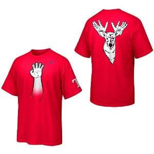  Texas Rangers Red Claw and Antlers T Shirt Sports 