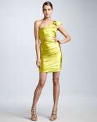 Vera Wang Lavender Asymmetric Neck Chiffon Dress   Neiman Marcus
