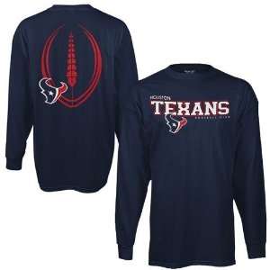   Texans Navy Blue Ballistic Long Sleeve T shirt: Sports & Outdoors