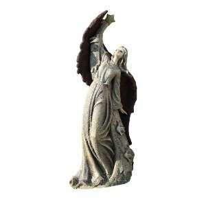  Napco Rust Wing Angel With Light Up Star Garden Statue, 17 
