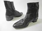 DAVOS Black Leather Rounded Toe Zip Ankle Motorcycle Boots Shoes SZ 37 