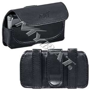  Business Black Leather Horizontal Pouch Carry Case Magnetic Closing 