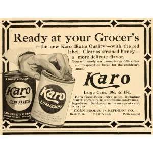  1910 Vintage Ad Karo Can Syrup Corn Products Refining 