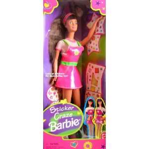   Barbie Doll (Brunette Hair) w Lots of Stickers! (1997): Toys & Games