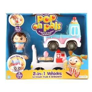   Pop On Pals 2 in 1 Vehicles Ice Cream Truck & Ambulance Toys & Games