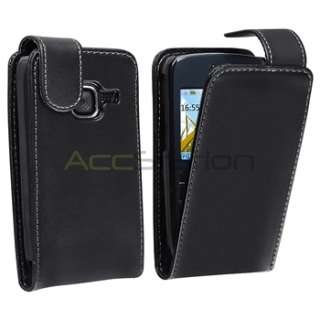   Leather Skin Case Flip Cover+Clear Screen Protector For Nokia C3 C3 00