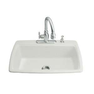   Self Rimming Kitchen Sink with Four Hole Faucet Drilling, Sea Salt