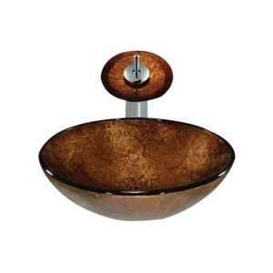 Year Warranty Brown Round Tempered glass Vessel Sink With Waterfall 