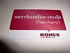 kohls merchandise credit gift card $ 56 96 returns accepted within 14 