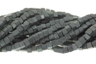 Frosted Black Onyx Obsidian 4mm Cube Beads 16  