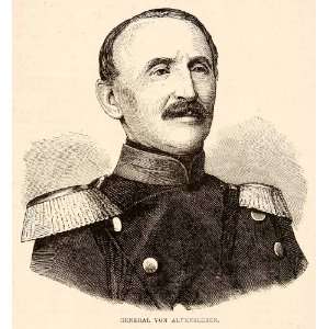 1874 Wood Engraving Portrait Costume Uniform General Gustav Von 