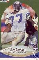 Jeff Bryant Seahawks / Clemson 1990 Fleer # 264 .  