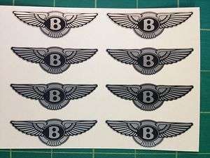 SILVER AND BLACK BENTLEY LOGO DECALS / STICKERS   GREAT QUALITY 