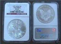 1999 NGC MS68 FIRST STRIKE AMERICAN SILVER EAGLE *  
