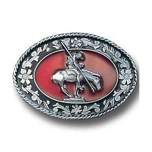    Pewter Belt Buckle   End of the Trail Red