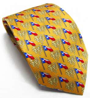 PRIVADO Gold Texas State Flag Mens Silk Neck Tie NWT $32  