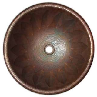 mexican self rimming drop in round copper bathroom sink  