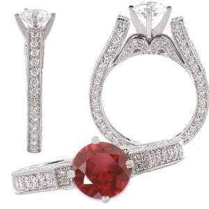   Chatham lab grown 7mm round ruby engagement ring with natural diamonds
