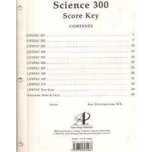  Lifepac Science 300 Grade 3 Score Key for Daily Lessons 