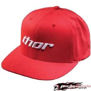  THOR MX BASIC RED/WHITE SM/MD FLEXFIT HAT/CAP: Automotive