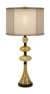 Modern Yellow Gold Murano Art Glass Contemporary Table Lamp Trimmed 