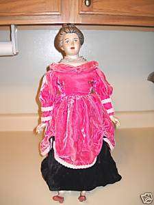 Old Victorian Porcelain Doll Velvet Dress  