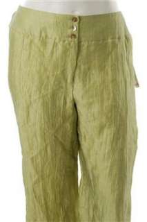   York Collection NEW Plus Size Capri Pants Green Crinkled 18W  