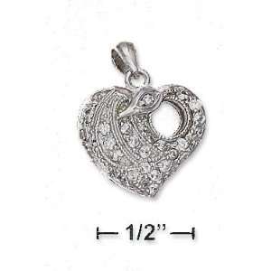   17mm Pave CZ Heart Locket Pendant 5mm Hole   JewelryWeb Jewelry