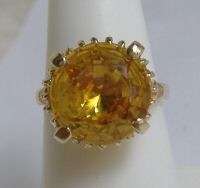 Ring 10ky gold 12 mm round citrine quartz birthstone  