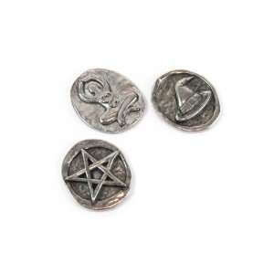  Wiccan Pentagram, Witches Hat, and Goddess Pewter Pocket 