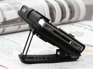 DELUXE BLACK CASE STAND COVER Swivel Holster Combo Belt For iPhone 4 