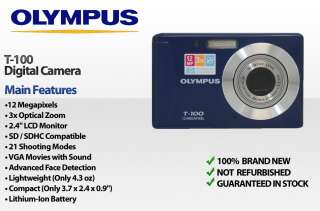 Olympus T 100 Digital Camera (Blue) T100   BRAND NEW 050332172814 