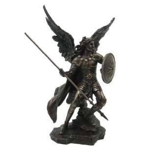  Archangel Raphael Bronzed Statue Angel Shield Spear