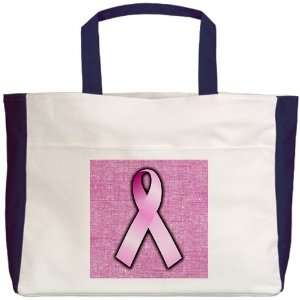  Beach Tote Navy Breast Cancer Pink Ribbon 