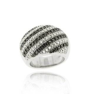 Sterling Silver Black and White Diamond Criss Cross Ring (1/4 cttw, I 
