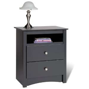  Sonoma Black 2 Drawer Tall Night Stand With Open Cubbie 