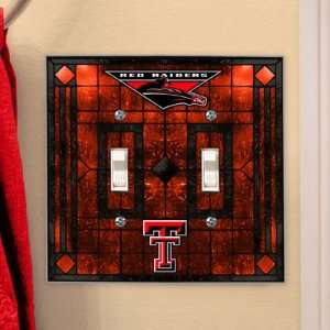  Texas Tech Art Glass Lightswitch Cover (Double) Sports 