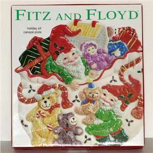  Fitz and Floyd Holiday Elf Canape Plate