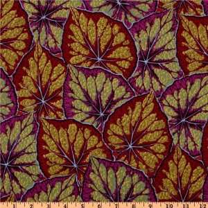  44 Wide Phillip Jacobs Begonia Leaves Maroon Fabric By 
