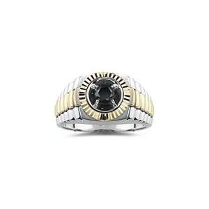  0.68 Cts AA Black Diamond Mens Ring in 14K Two Tone Gold 6 