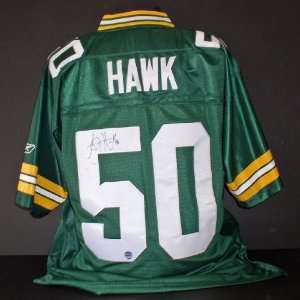  A.J. Hawk Signed Twill Green Bay Packers Jersey: Sports 