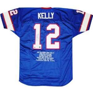 Jim Kelly Autographed Embroidered Custom Stat Jersey:  