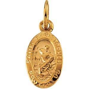   Yellow Gold 08.75X05.75 mm St. Christopher Medal: CleverEve: Jewelry