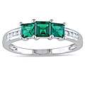 10k White Gold Created Emerald and 1/10ct TDW Diamond Ring (H I, I2 I3 