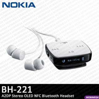   221 FM Radio A2DP Stereo Caller ID NFC Bluetooth Headset White  