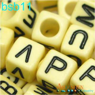 6mm Cube Acrylic Alphabet Letter Beads 8 Colors bsb  