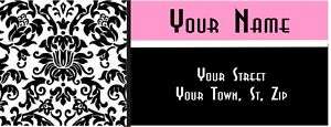 Personalized Trendy Damask With Pink Address Labels  